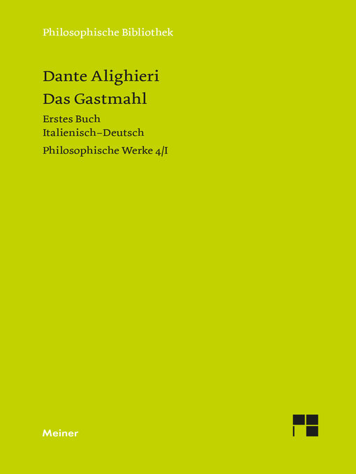 Upplýsingar um Das Gastmahl. Erstes Buch eftir Dante Alighieri - Biðlisti